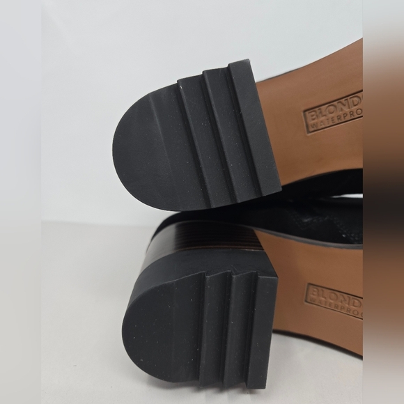 Blondo Waterproof Soft Leather Ankle Boot Sz 10M Rosalyn Black Suede Block Heel - Picture 6 of 11